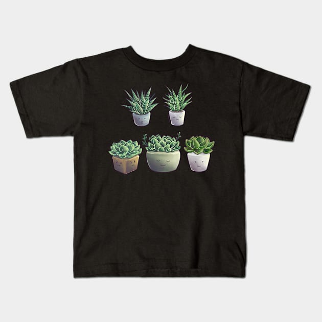 Succulents Kids T-Shirt by leanzadoodles